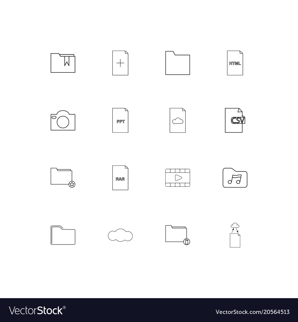 Files and folders sign simple linear icons set