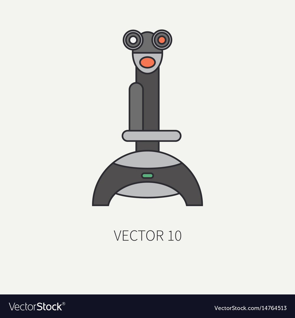 Line flat color computer part icon joystick