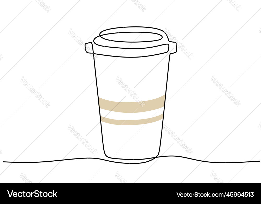 One continuous line drawing of a paper cup coffee Vector Image