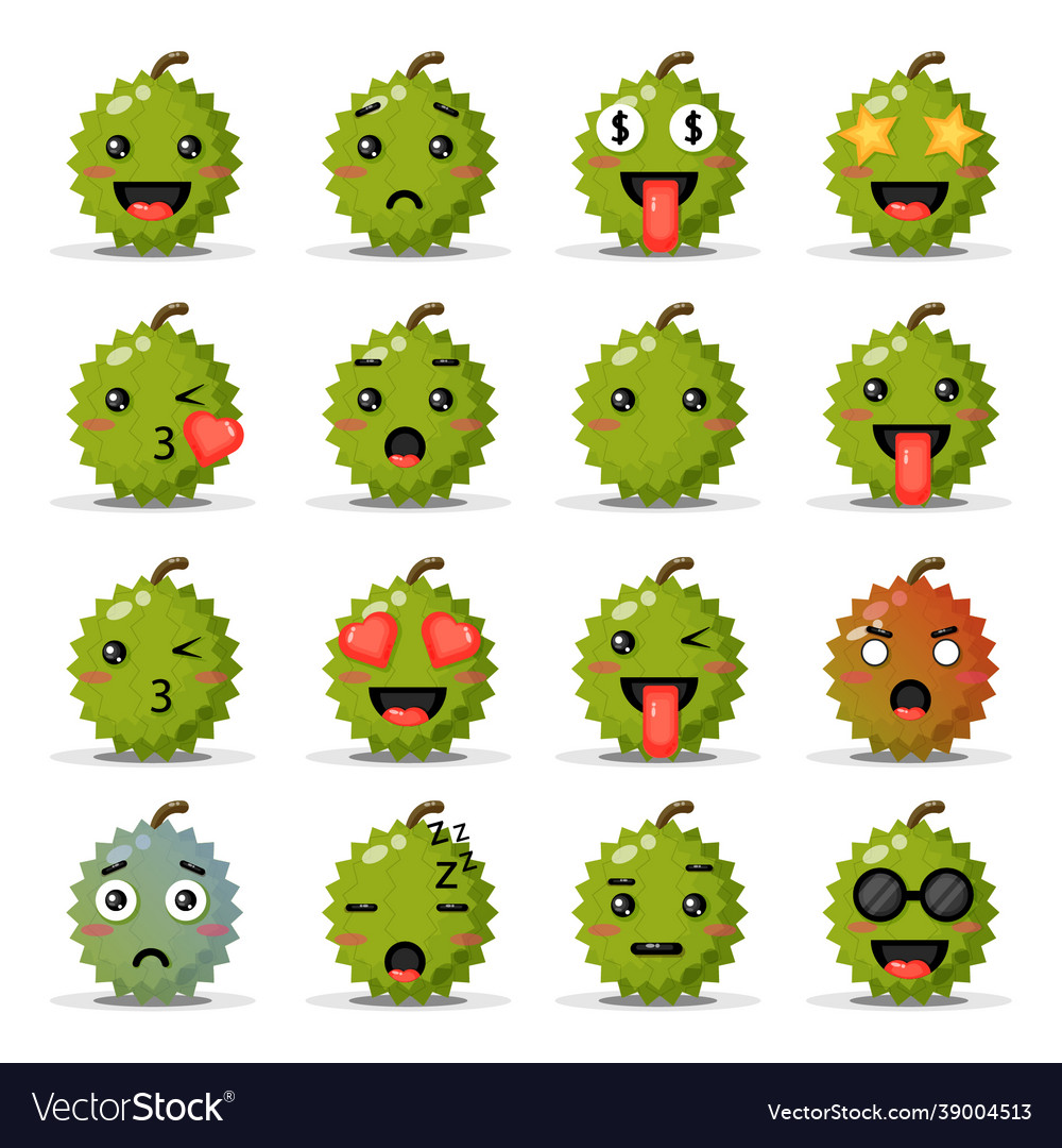 Set cute durians with emoticons