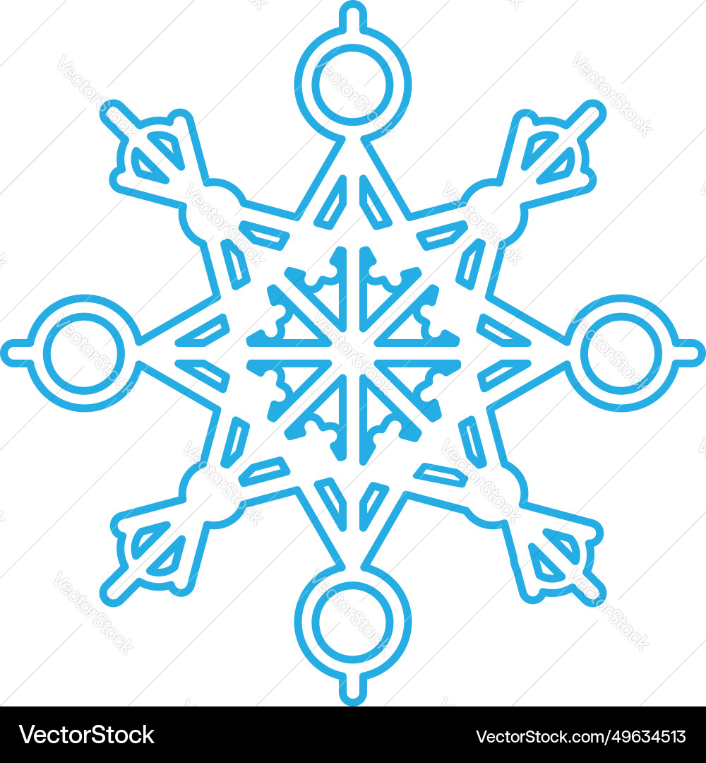 Winter blue fluffy snowflake thin stroked icon Vector Image
