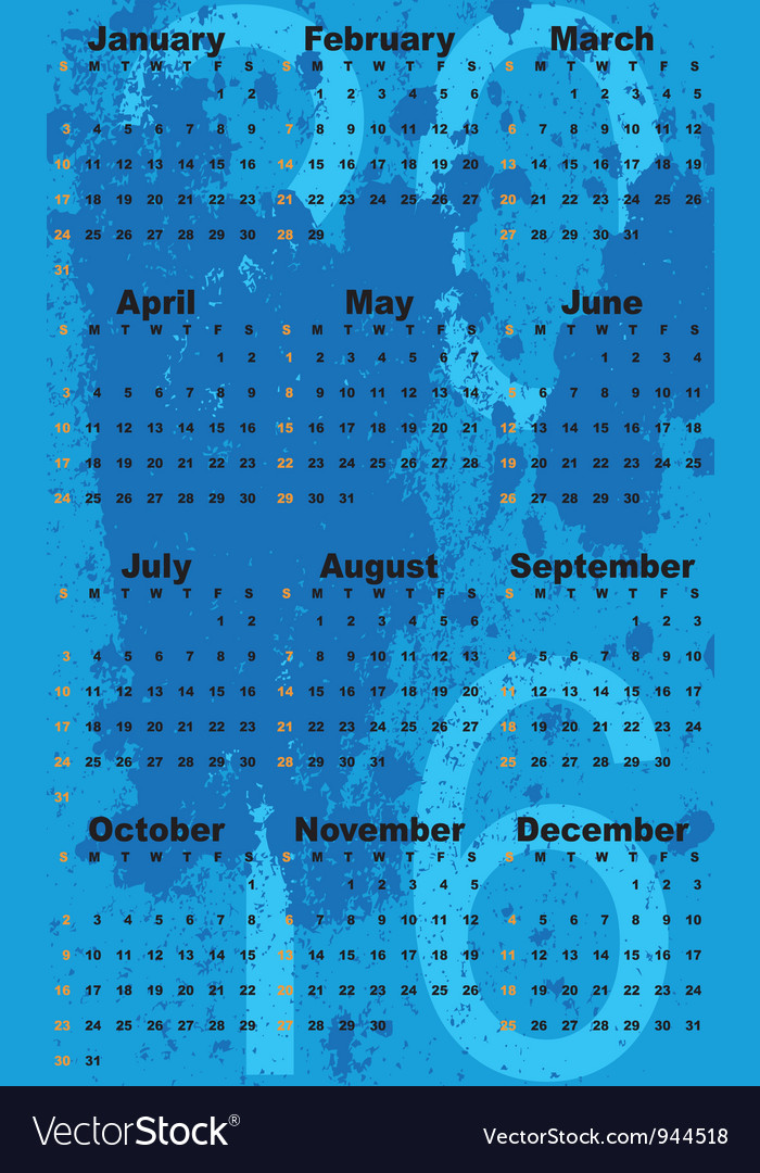 2016 Calendar Royalty Free Vector Image - VectorStock