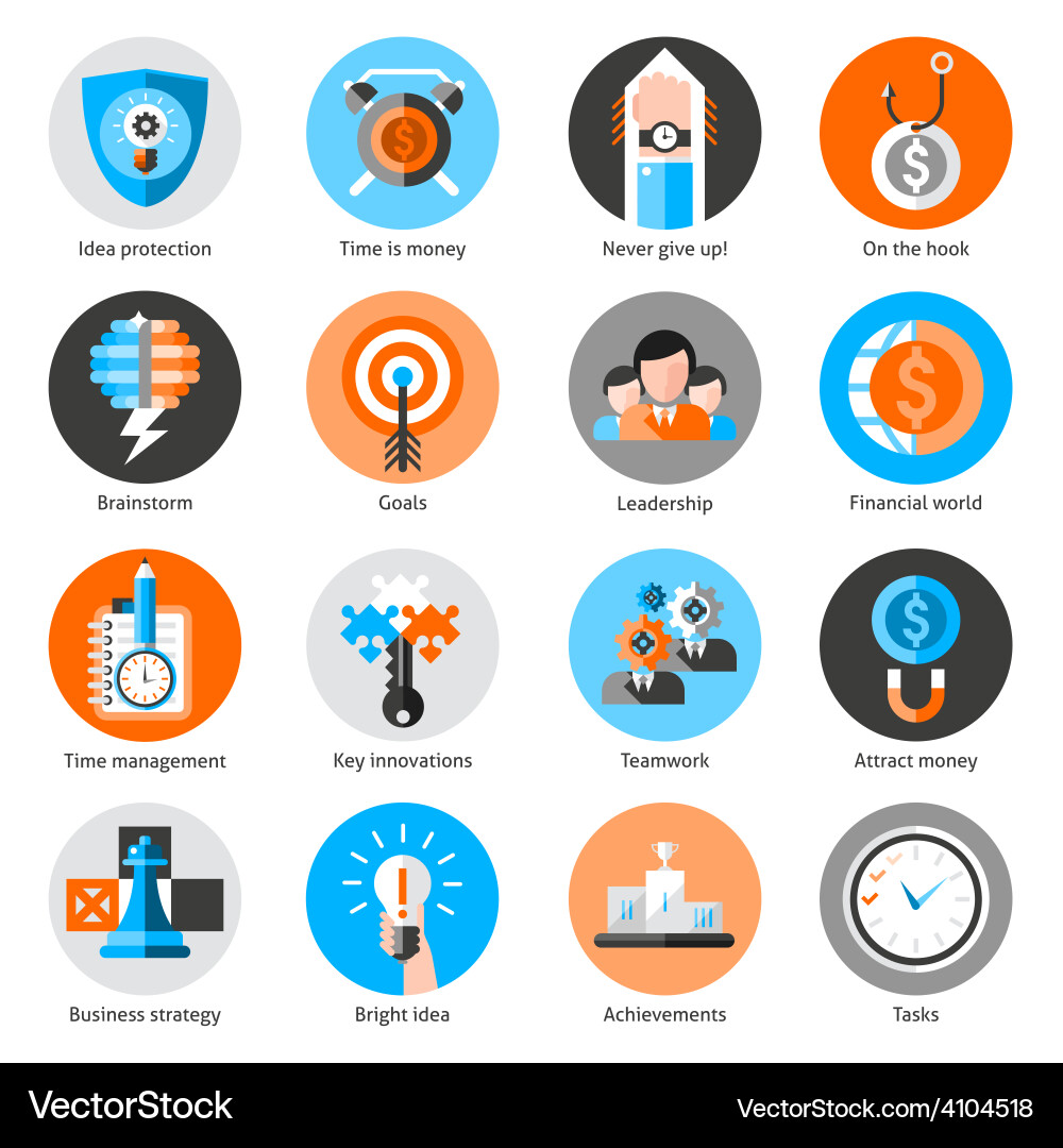 Business concept icons set Royalty Free Vector Image