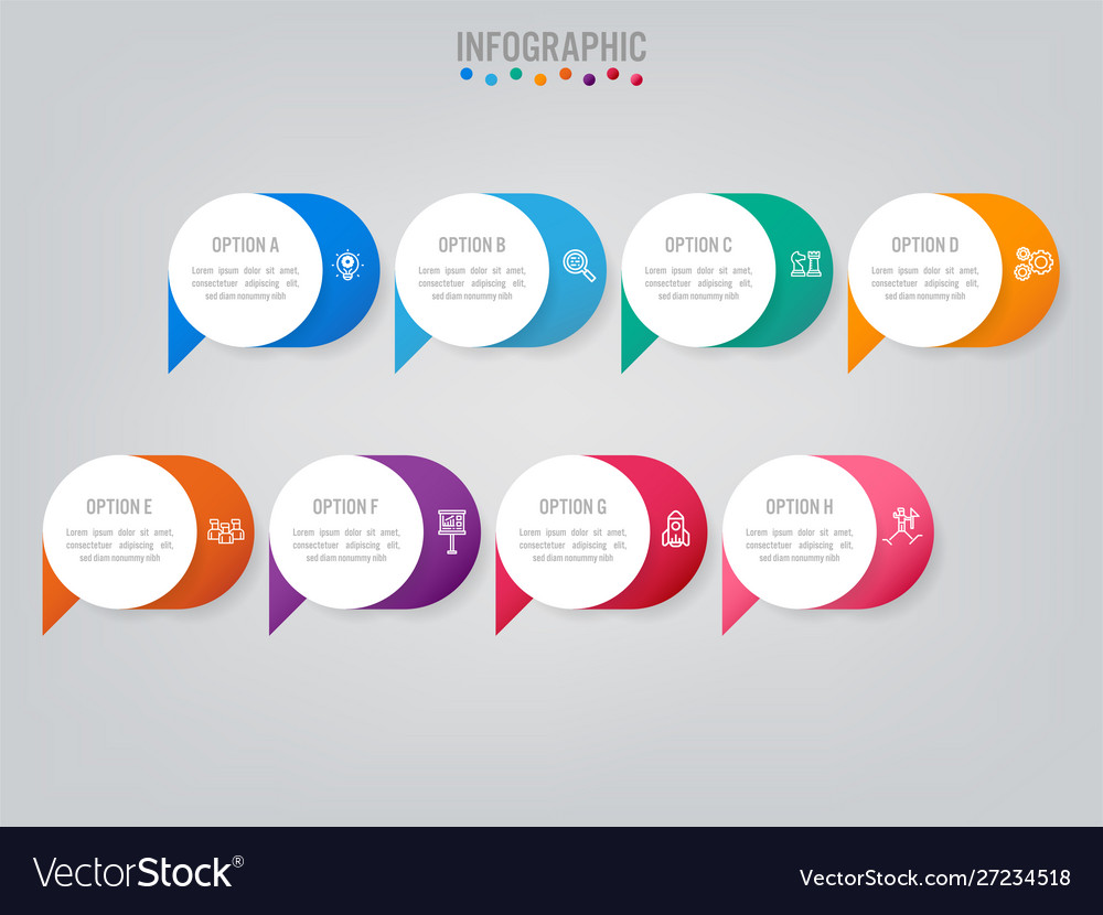 Business infographic labels template with 8