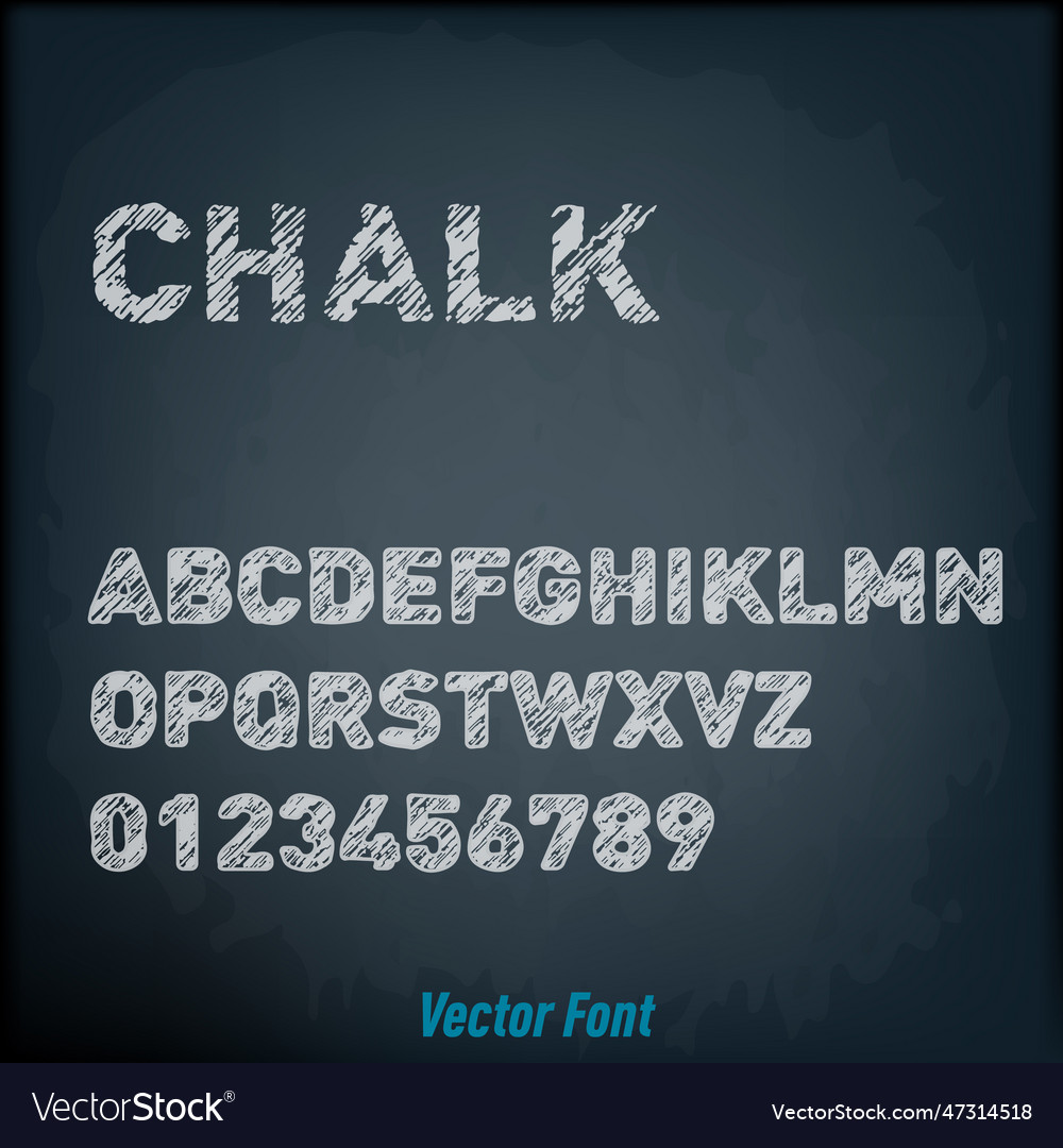 Chalk Hand Drawing Font Alphabet On Blackboard Vector Image