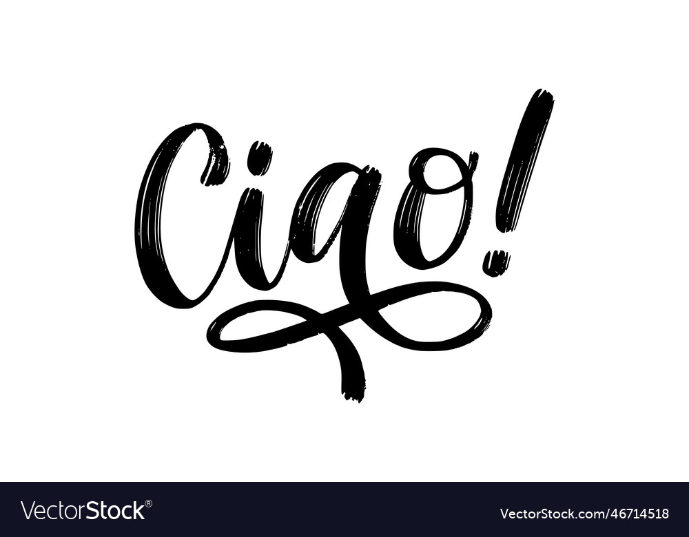 Ciao text informal word for hello goodbye slang Vector Image