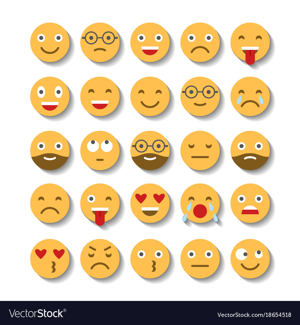 Colored flat icons of emoticons smile Royalty Free Vector