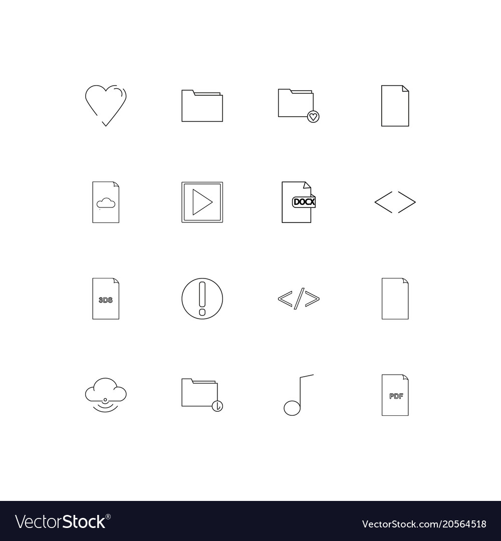 Files and folders sign simple linear icons set
