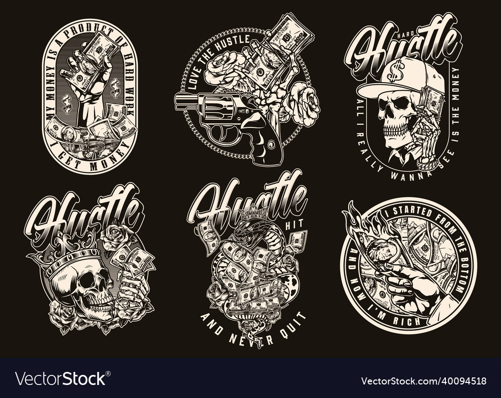 Money and wealth vintage badges Royalty Free Vector Image