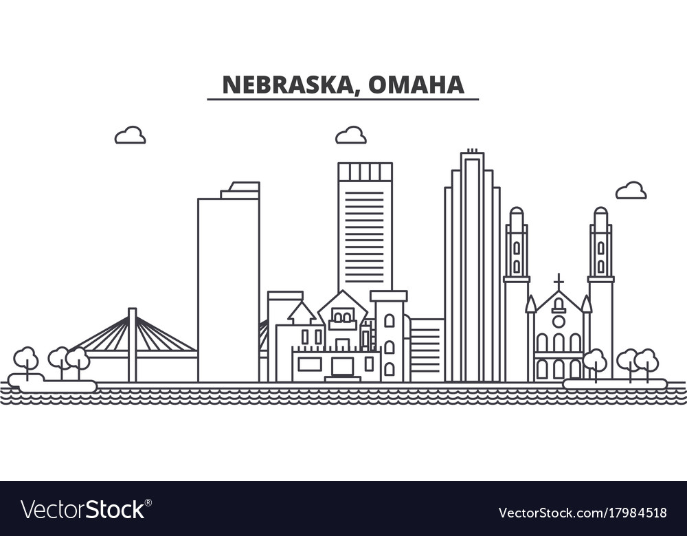 Nebraska omaha architecture line skyline Vector Image