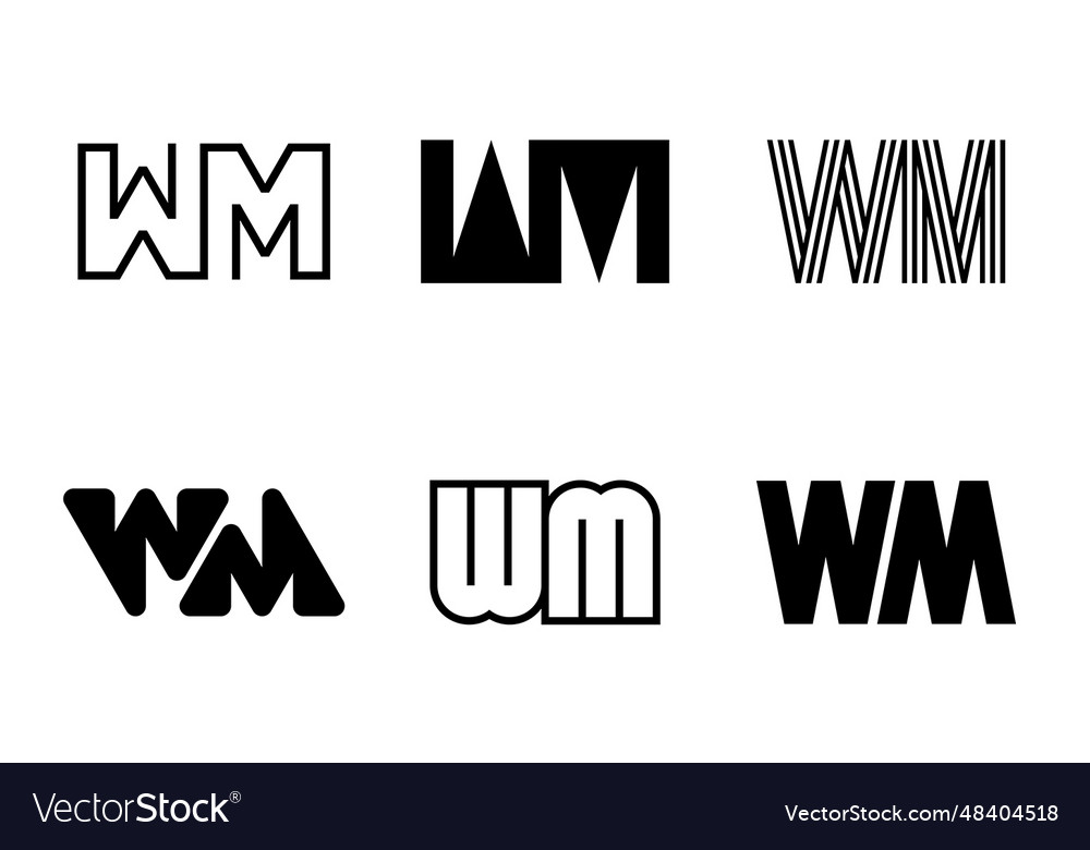 Set of letter wm logos Royalty Free Vector Image