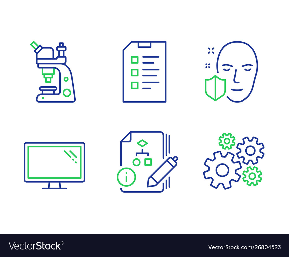 Algorithm face protection and checklist icons set vector image Algorithm face protection and checklist icons set