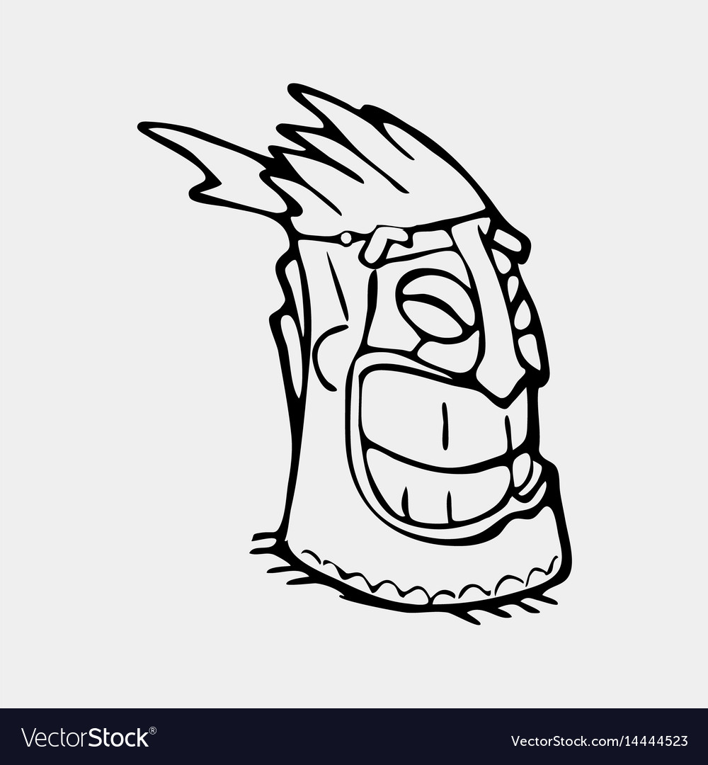 Hand drawn totem face symbol