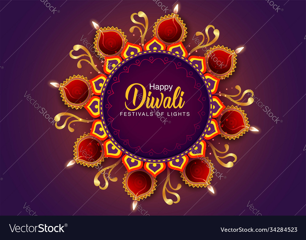 Indian festival happy diwali with diwali props Vector Image