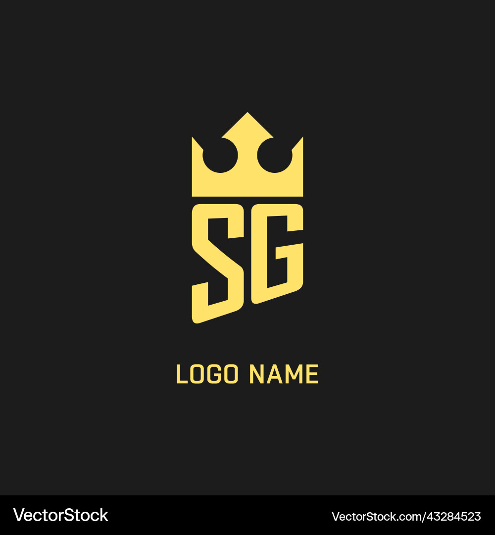 Monogram sg logo shield crown shape elegant Vector Image