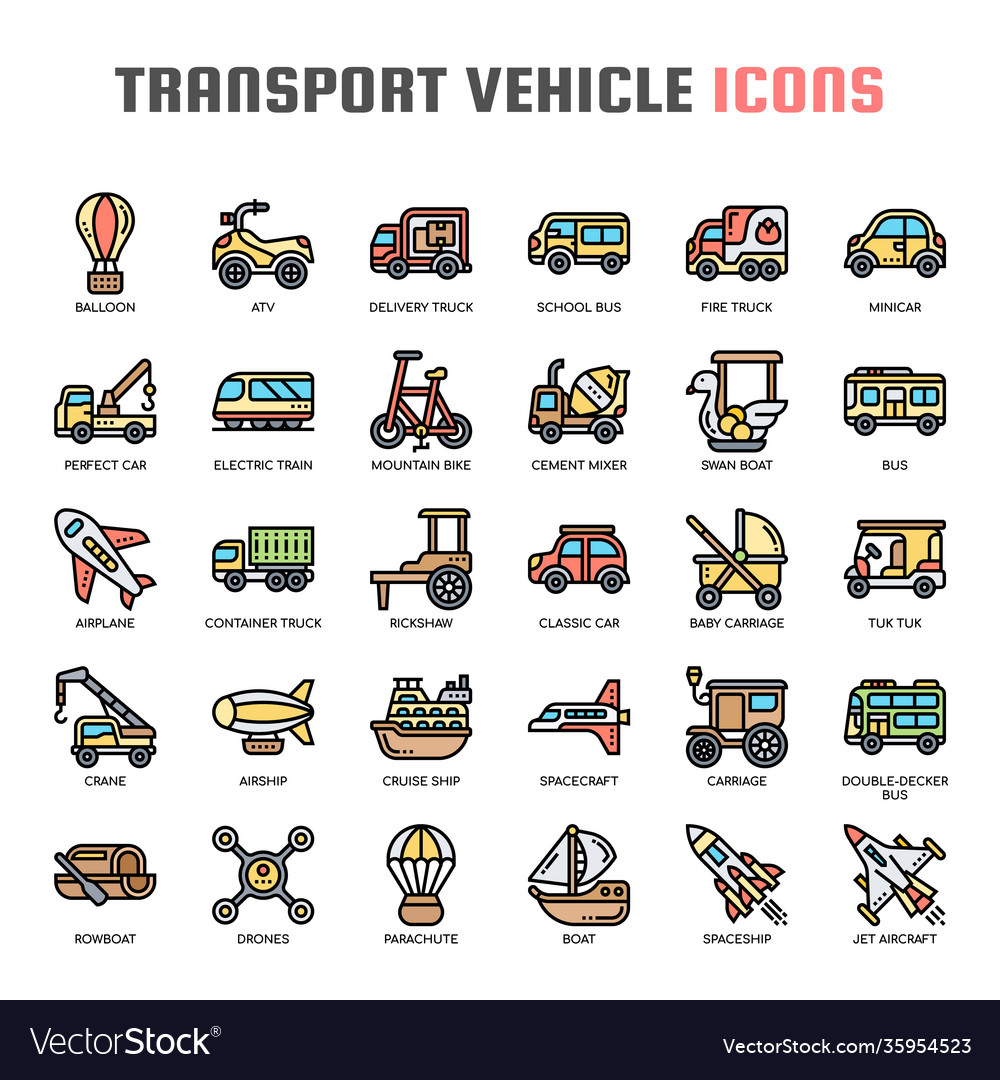 Transport vehicle 2 thin line and pixel perfect Vector Image