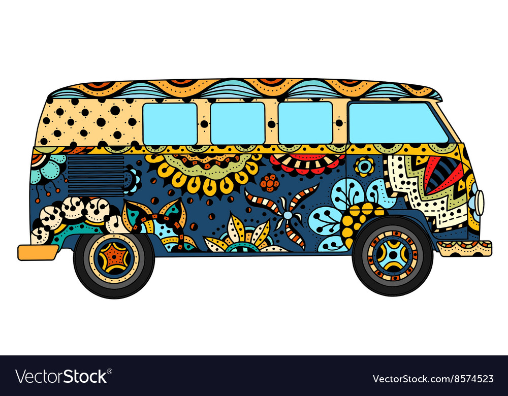 Van in tangle patterns style