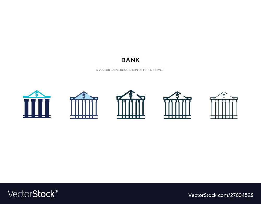 Bank icon in different style two colored