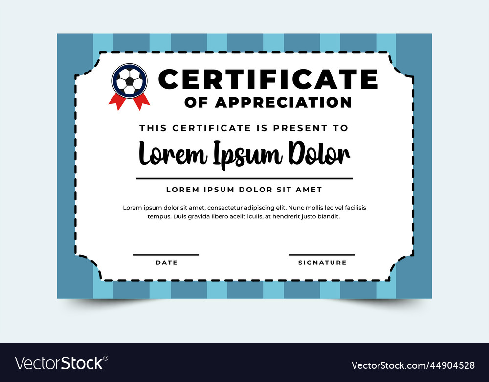 Football Tournament Sport Event Certificate Vector Image