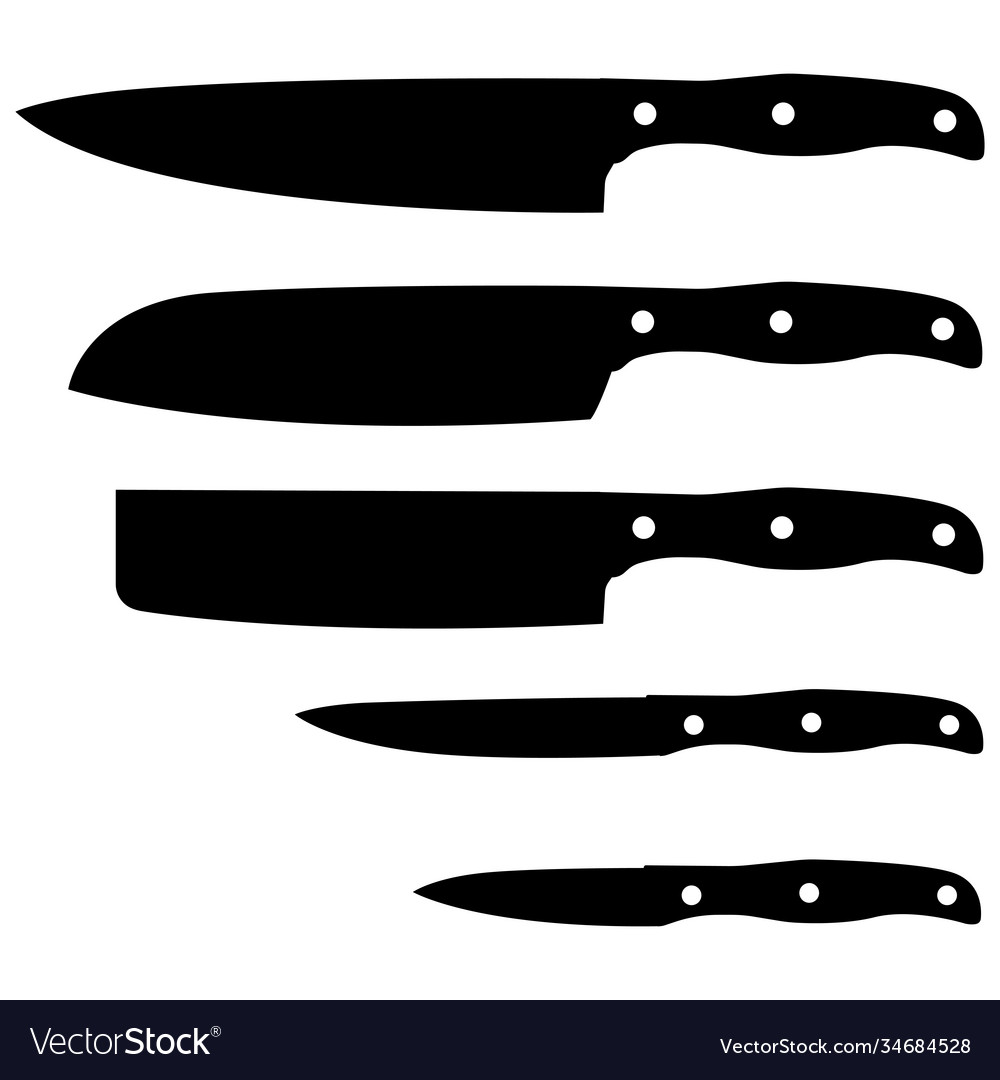 Kitchen knives black silhouettes isolated Vector Image