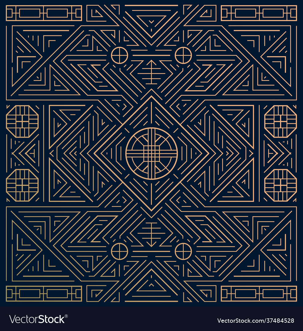 Linear korean chinese decoration frame vector image Linear korean chinese decoration frame