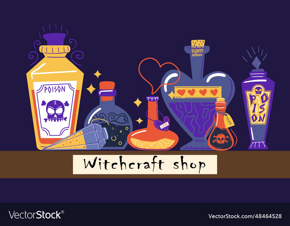 Magic potion witch or wizard composition Vector Image