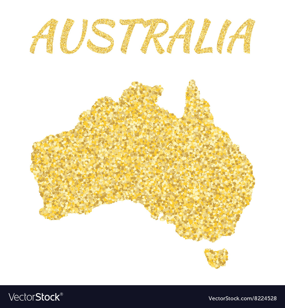 Map Of Australia In Golden With Gold Yellow Vector Image