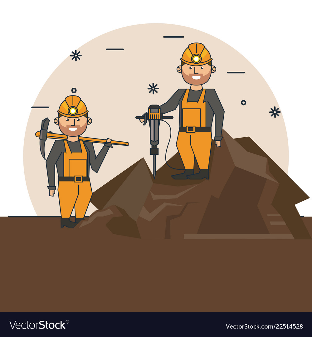 Mining workers cartoon Royalty Free Vector Image