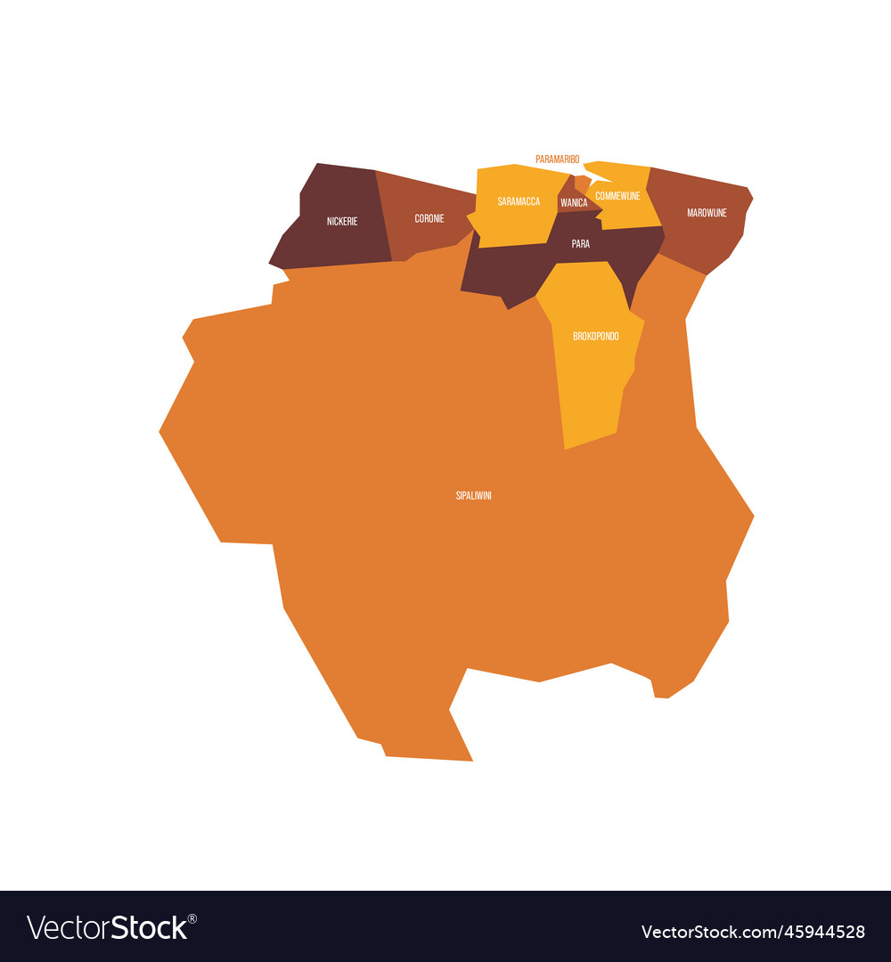 Suriname political map of administrative divisions