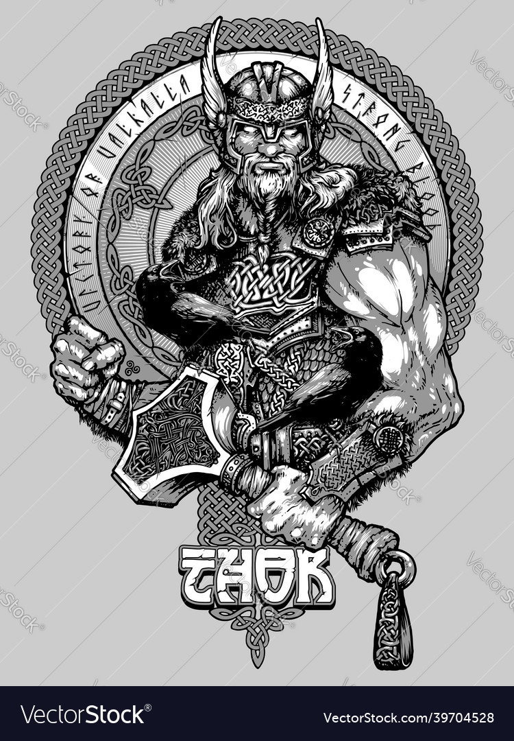 Thor A Hand-drawn Drawing Design For T-shirt Vector Image