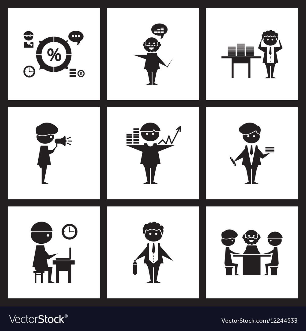 Concept flat icons in black and white business Vector Image