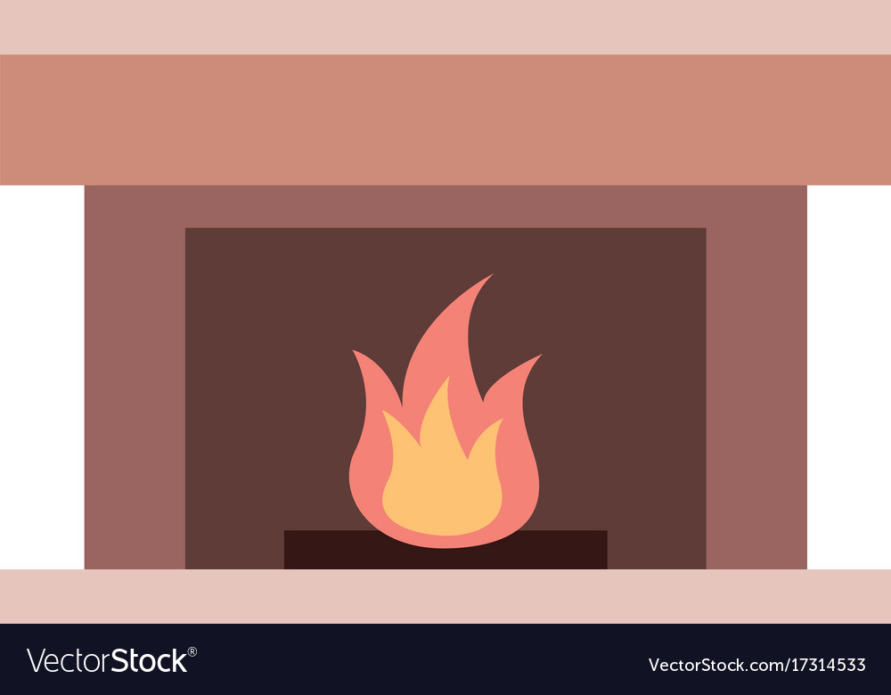 Fireplace Chimney Flame Indoor Decoration Vector Image