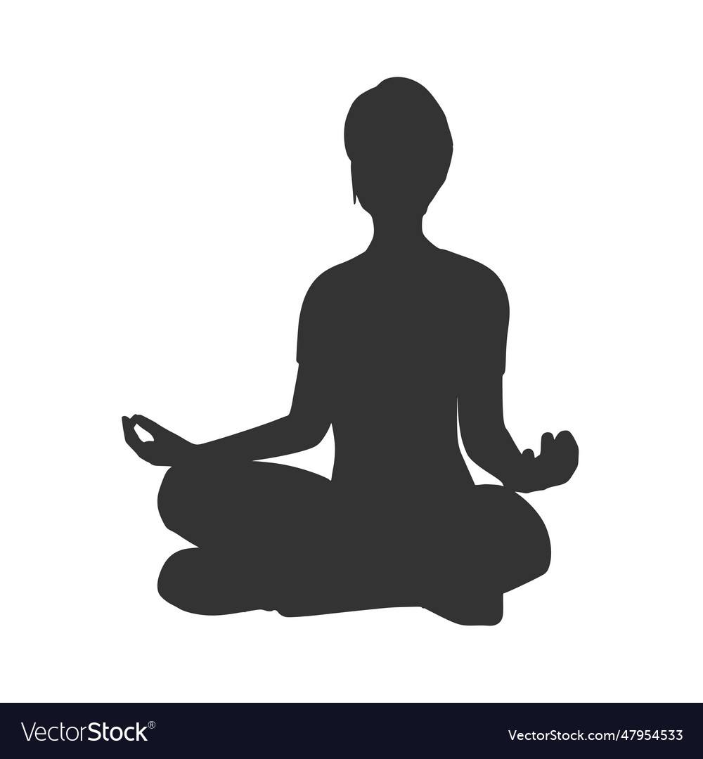 Young girl sitting in yoga lotus pose happy Vector Image