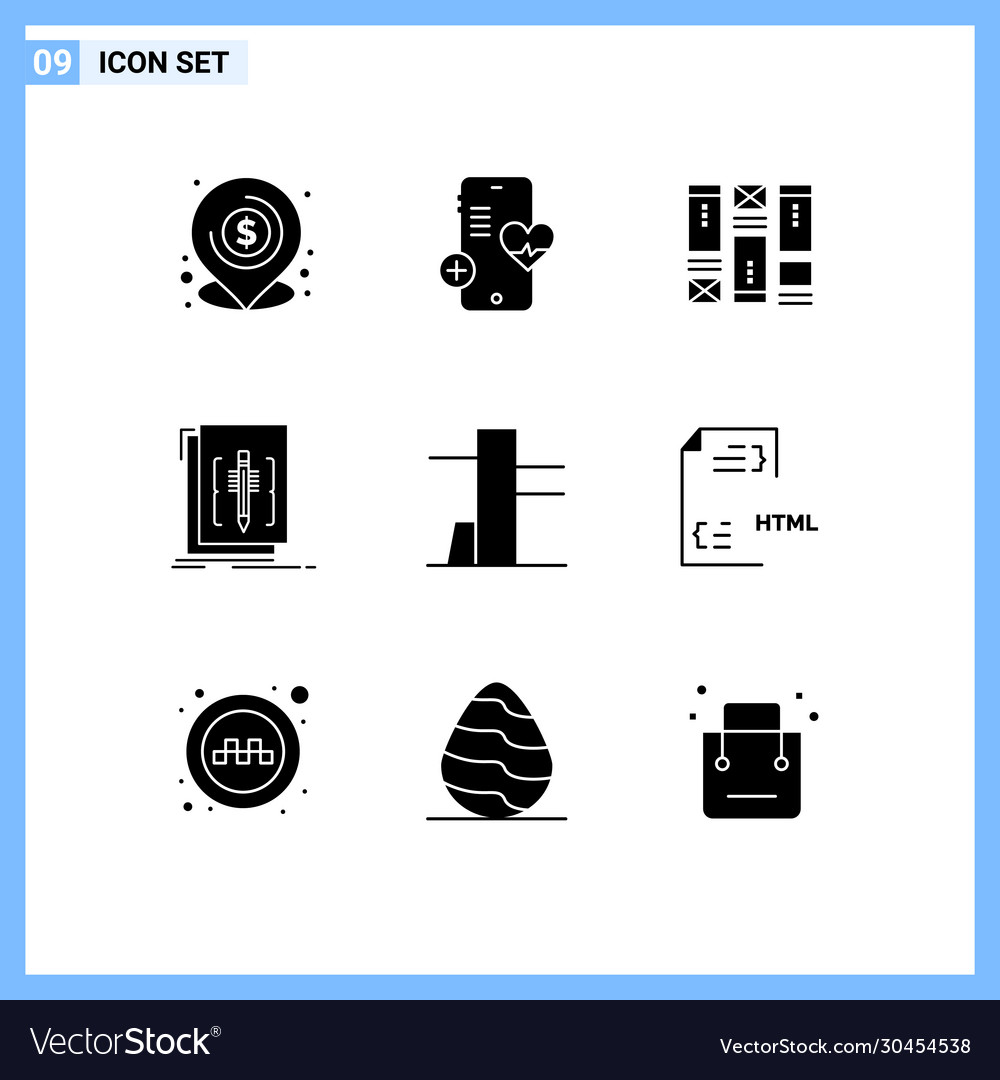 9 thematic solid glyphs and editable symbols