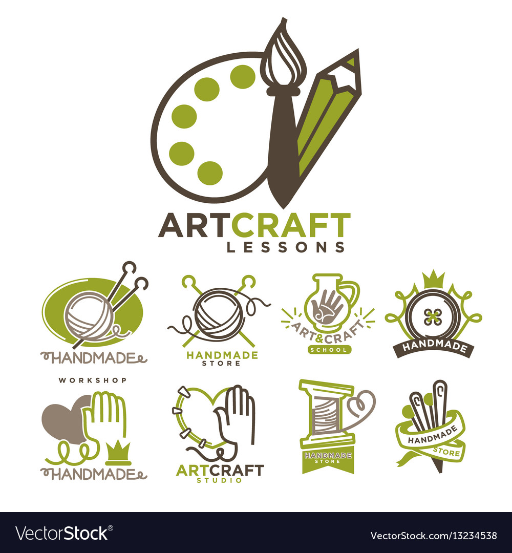 Art And Handmade Craft Logo Templates Flat Set Vector Image   Art And Handmade Craft Logo Templates Flat Set Vector 13234538 