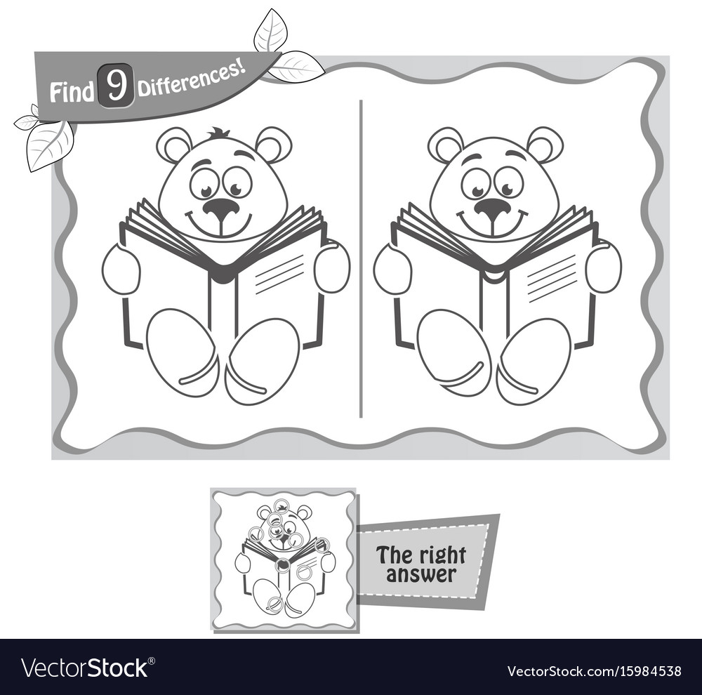 Game black find 9 differences teddy bea