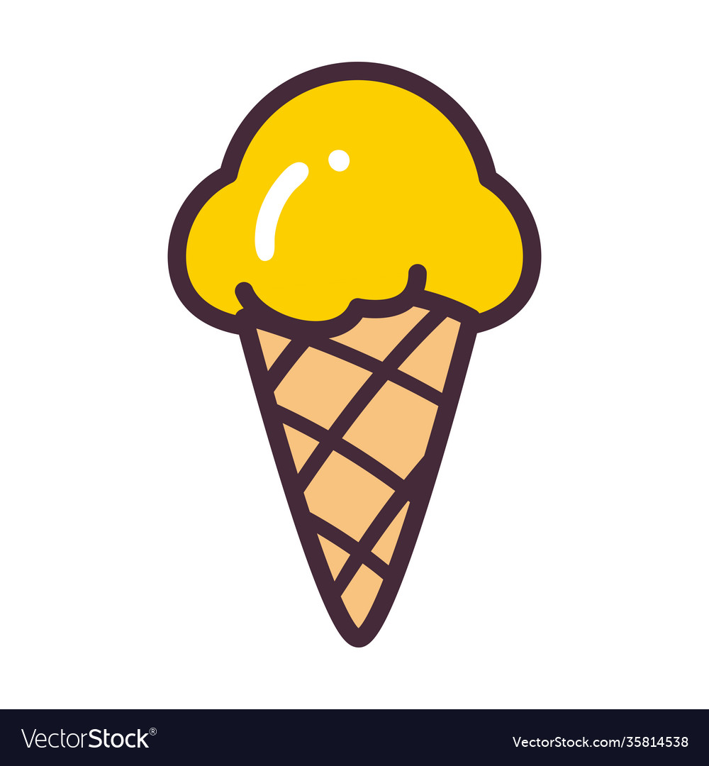 Ice cream cone line and fill style icon Royalty Free Vector