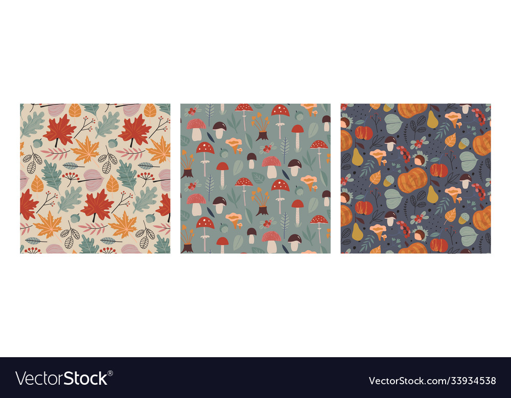 Set colorful natural seamless patterns Royalty Free Vector