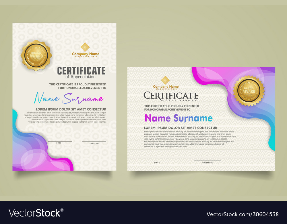 Set modern certificate template with geometric