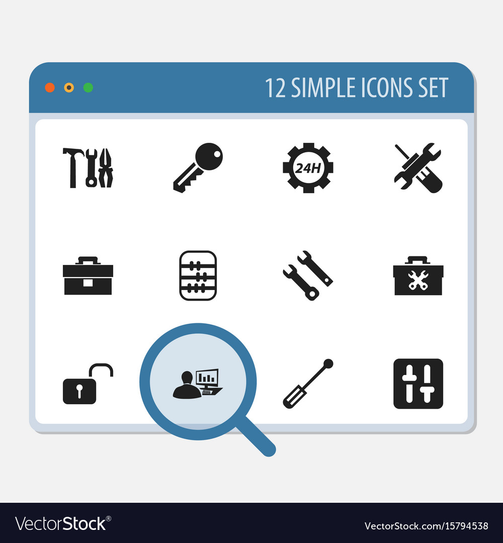 Set von 12 editierbaren Reparatur-Icons enthält Symbole