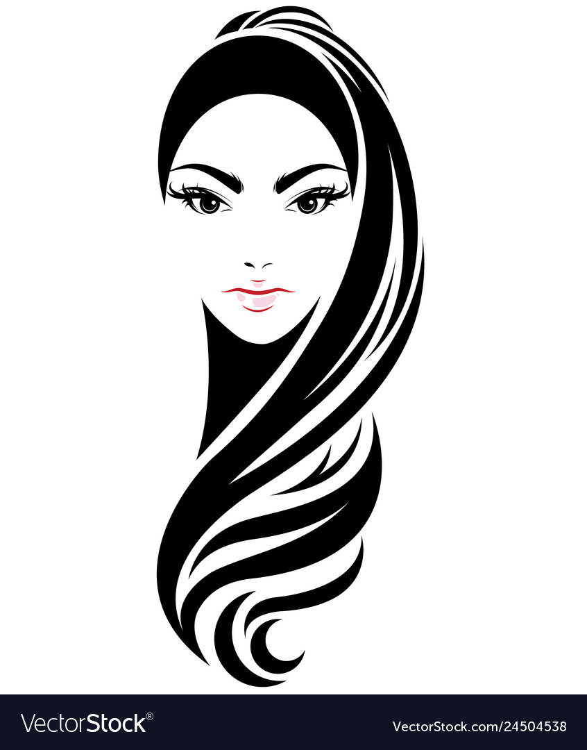 Women long hair style icon logo women face Vector Image