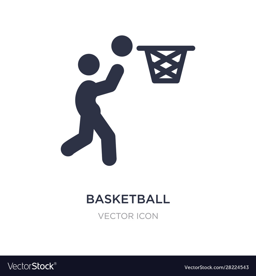 Basketball player scoring icon on white Royalty Free Vector