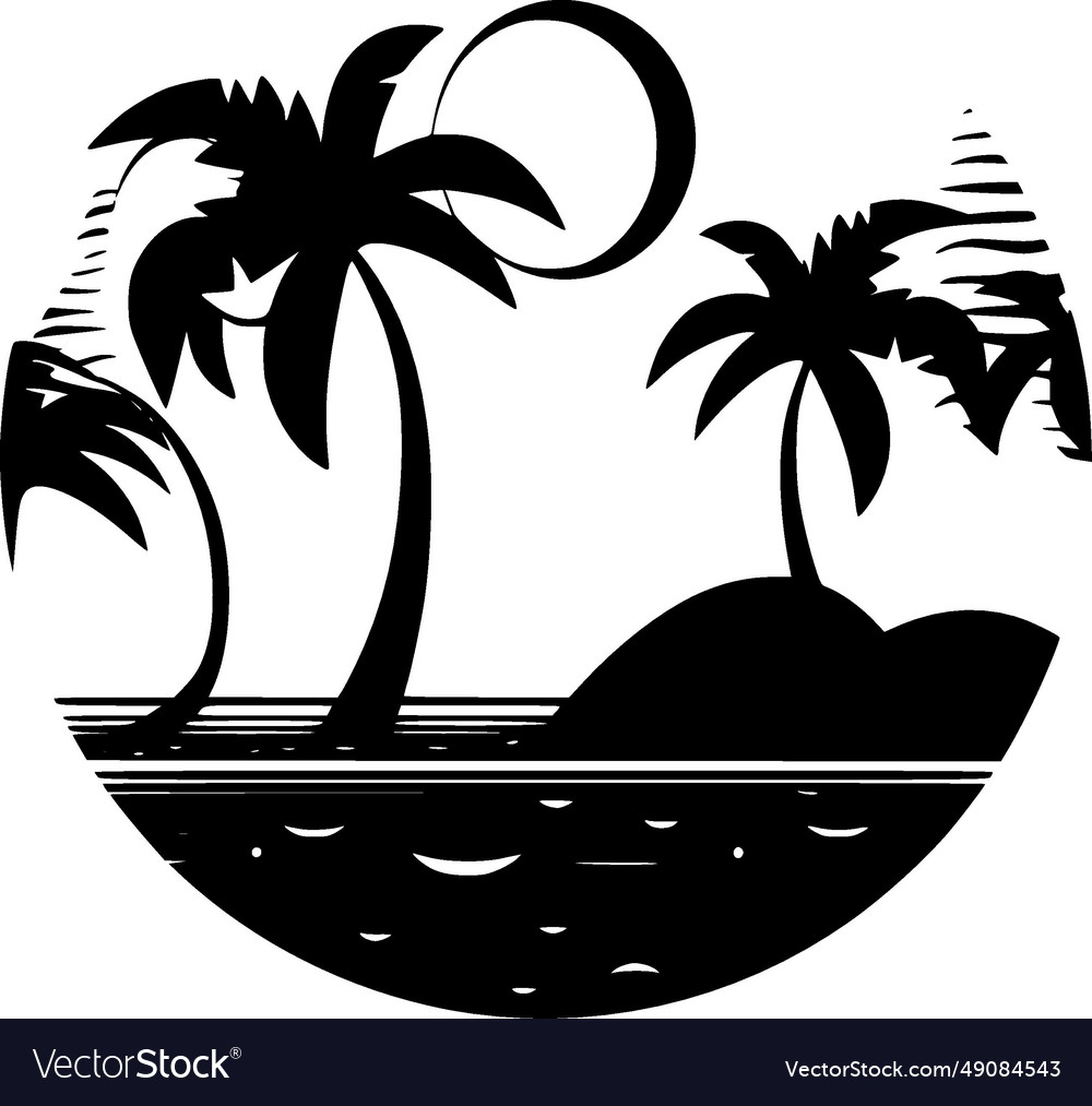 Beach background - black and white isolated icon