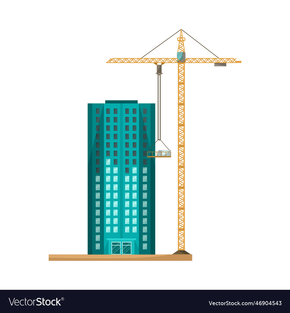 Construction site with skyscraper and crane