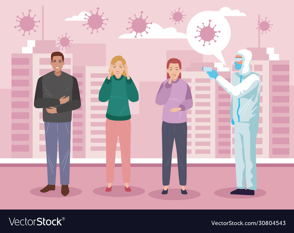 Group people sick with covid19 symptoms Royalty Free Vector