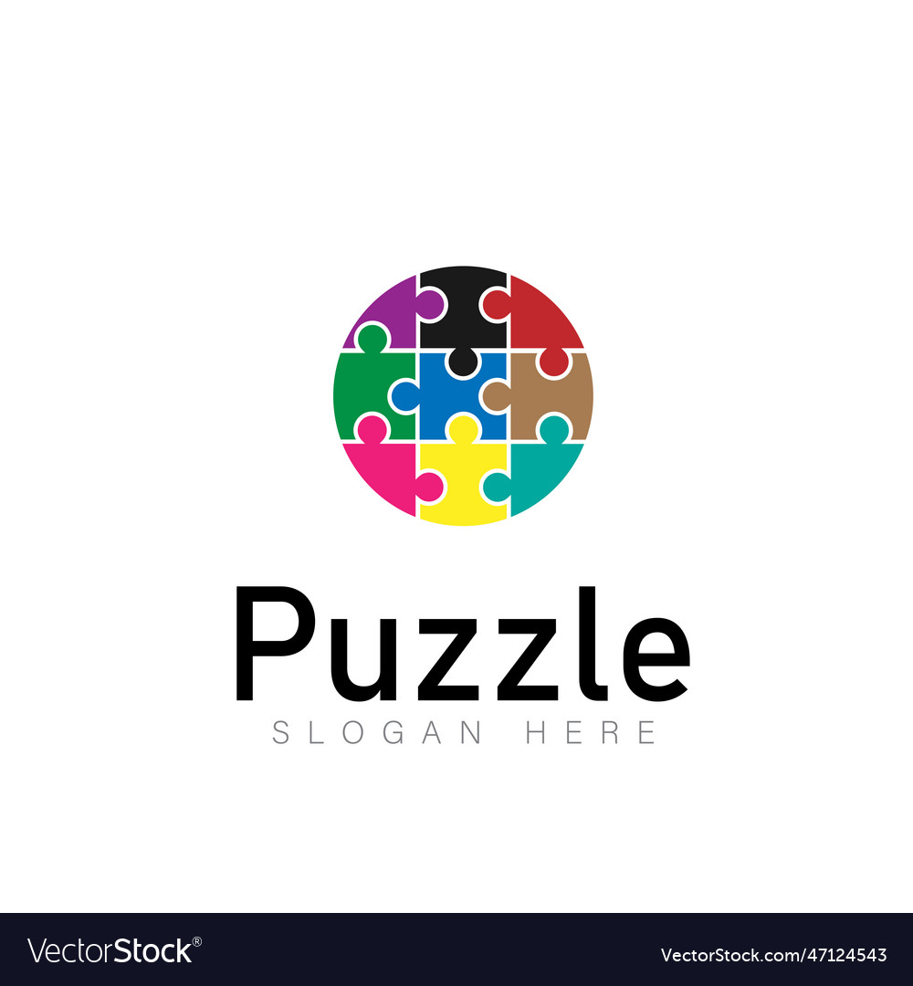 Puzzle Set Logo Template Dowload Royalty Free Vector Image