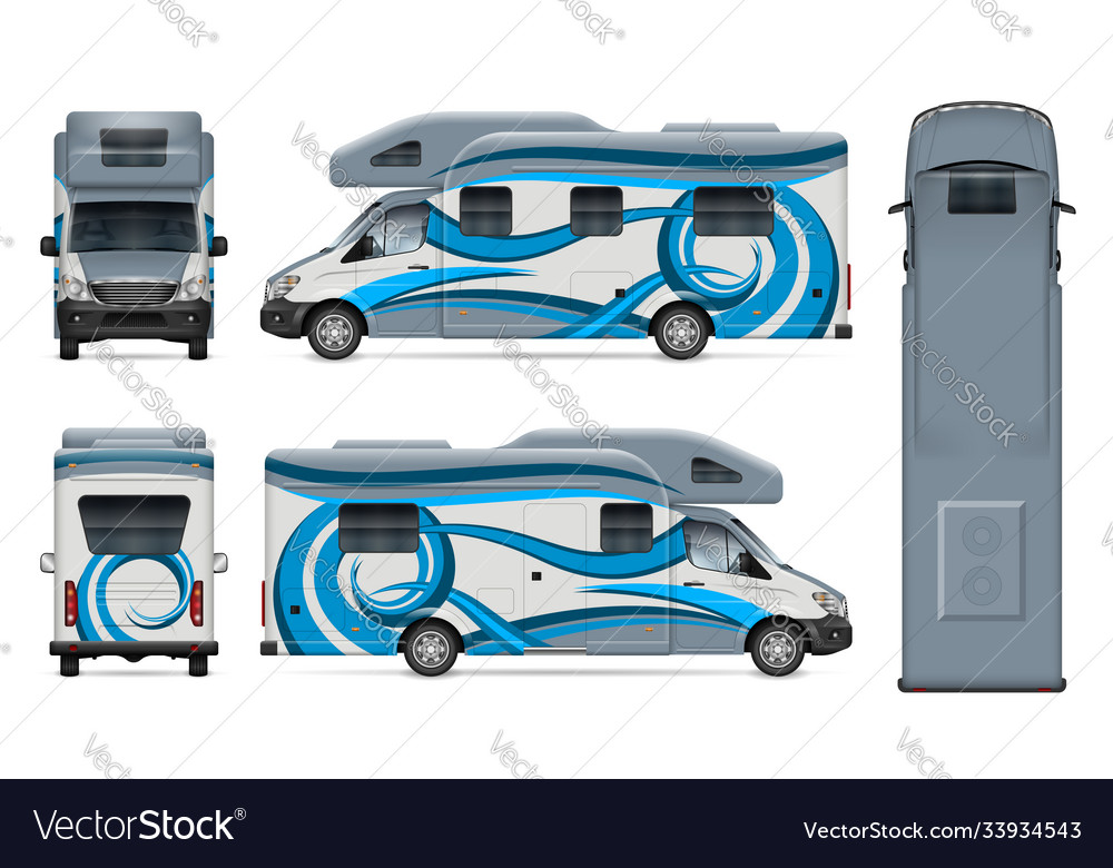 Rv template vehicle branding mock up vector image Rv template vehicle branding mock up