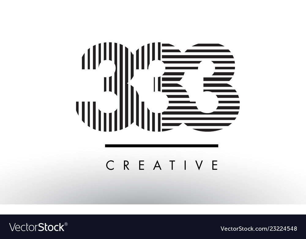 333 black and white lines number logo design Vector Image