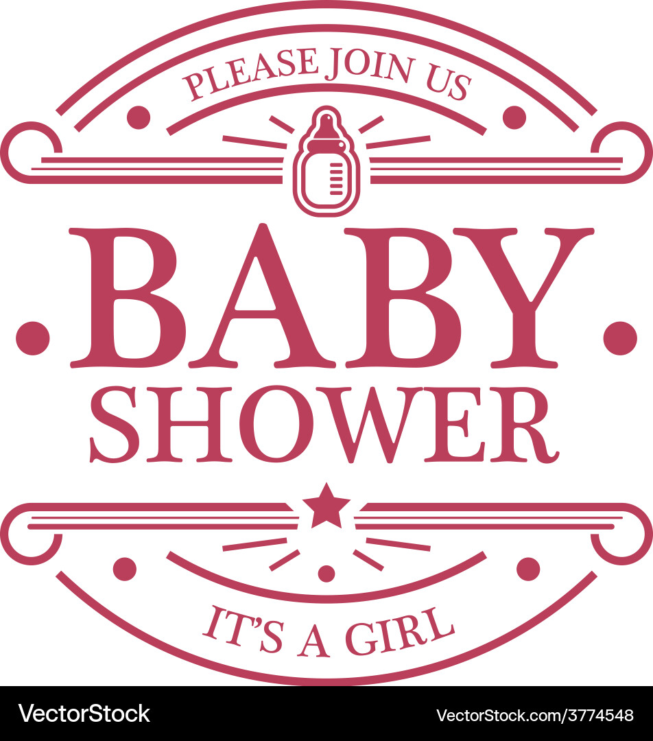Baby shower girl emblem Royalty Free Vector Image
