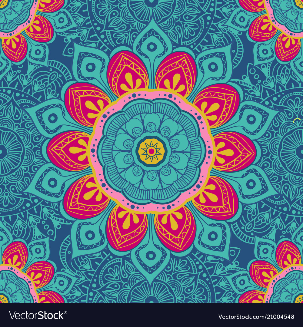 Flower mandala colorful background for cards Vector Image